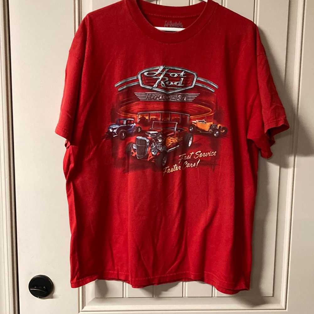 SALE PRICE Lifestyle Classics Hot Rod Drive-In Tshirt Men’s Size XL Cotton Red